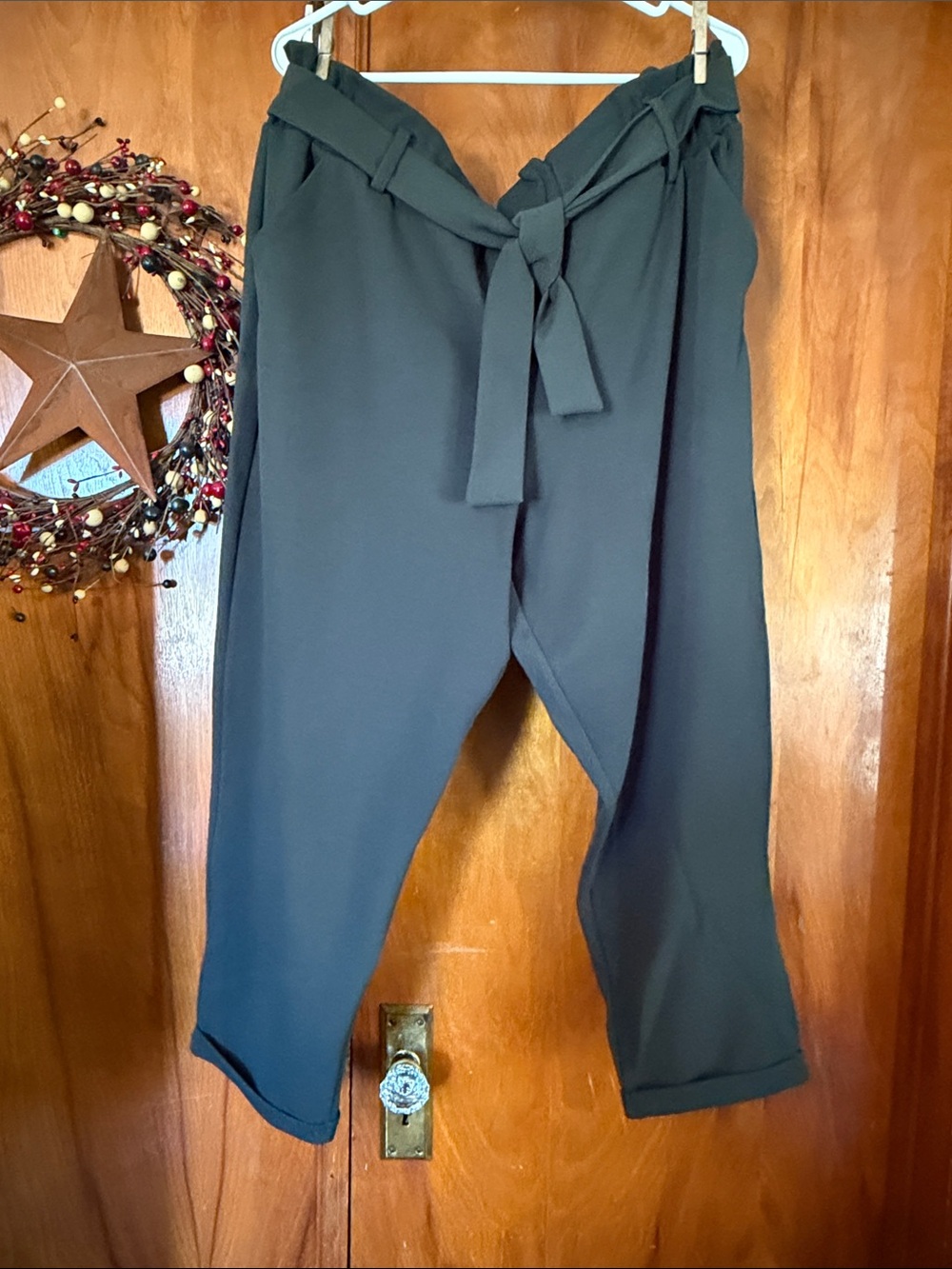 Maurices Black Paperbag Waist Tie Ankle Pants